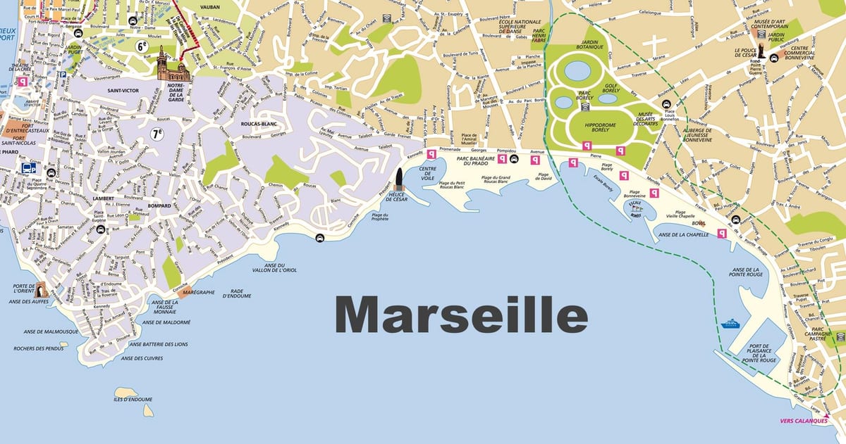 マルセイユビーチの地図