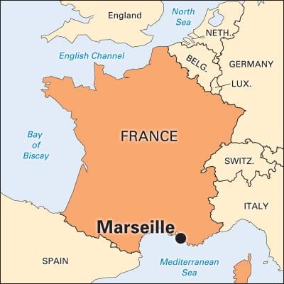 はマルセイユフランスの地図