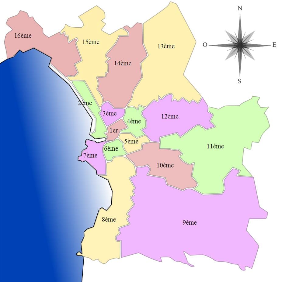 地図の区マルセイユ