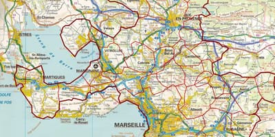 地図の道路のマルセイユ