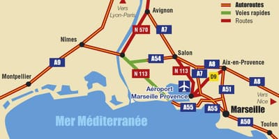 地図マルセイユの高速道路