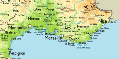地図のマルセイユ周辺